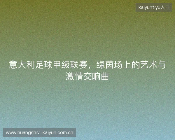 意大利足球甲级联赛，绿茵场上的艺术与激情交响曲